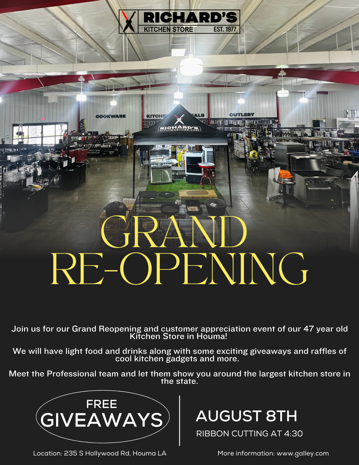 Richard's Kitchen Store Grand Reopening Event on August 8, 2024