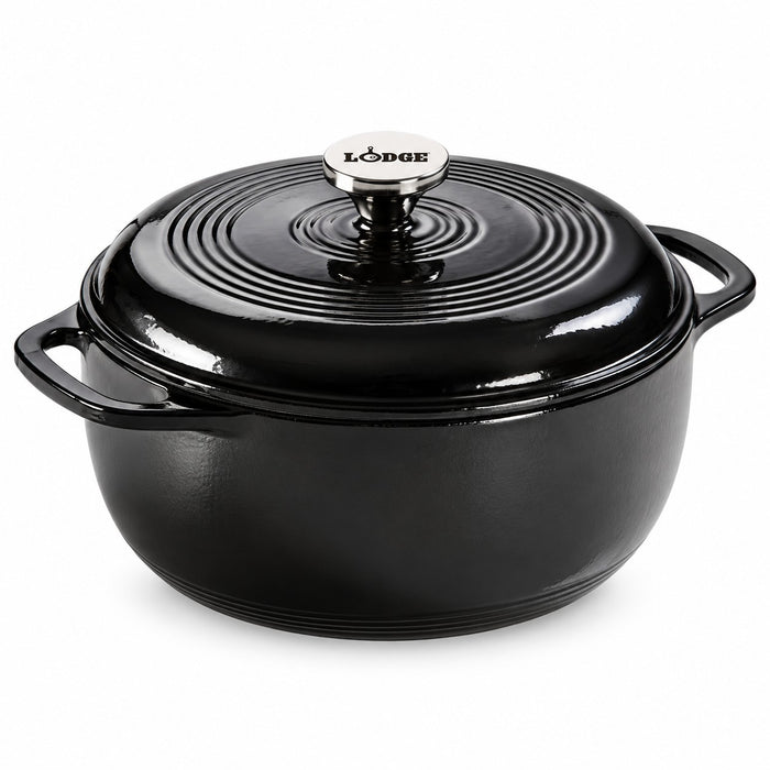 Midnight Chrome Dutch Oven - 6 Quart 11-3/5" Diameter. X 6"H Cast Iron - Lodge EC6D18