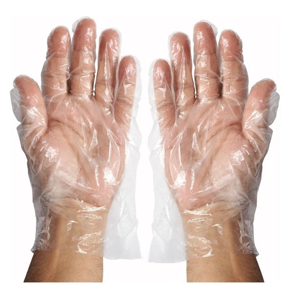 Poly General Purpose Disposable Gloves - Powder Free, Clear, Large - Winco GLP-L