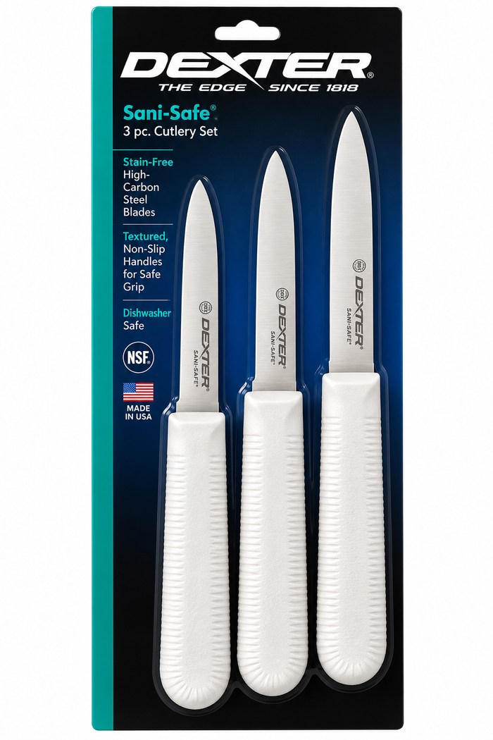 Logo Paring Knife - 3 - 1/4" Stain-Free High-Carbon Steel - Dexter-Russell S104-LOGO