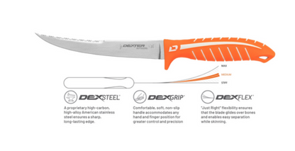 Dual Edge 8" Stiff Fillet Knife w/ Sheath