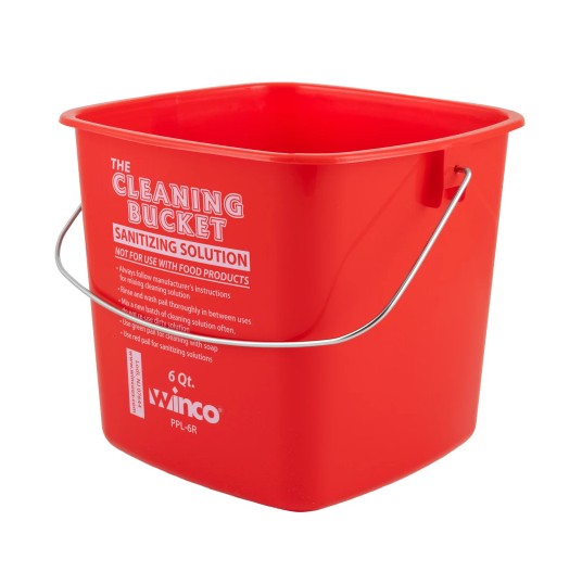 6-Quart Red Sanitizing Cleaning Bucket - Winco PPL-6R