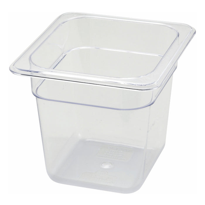 Poly Ware Food Pan - 1/6 Size 6 3/4"x6 1/4"x5 1/2" Temp Range -40F/210F Break Resistant Polycarbonate - Winco SP7606