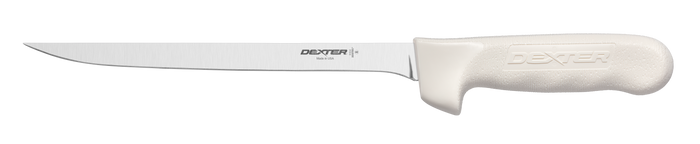 Fillet Knife - 8" Stain Free High Carbon Steel Polypropylene White Handle - Dexter-Russell S133-8PCP
