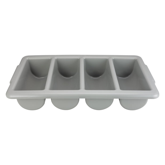 Winco PL-4B 4-Compartment Plastic Gray Cutlery Bin