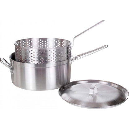 Aluminum Fry Pot with Perforated Basket, 12" open