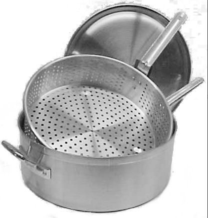 Aluminum Fry Pot with Perforated Basket, 12" angle